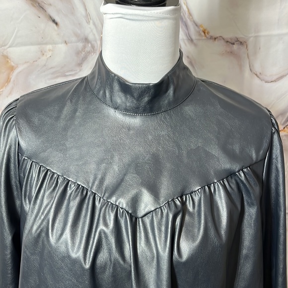 Who What Wear Faux Leather Long Sleeve Turtleneck Dress with Button Closure sz M - Picture 4 of 16